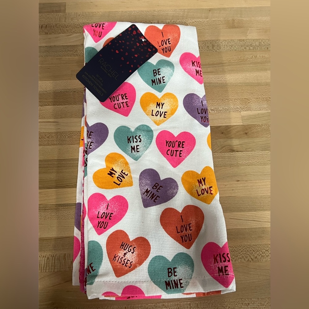 Rachel Roy valentine conversation heart kitchen towels set of 3